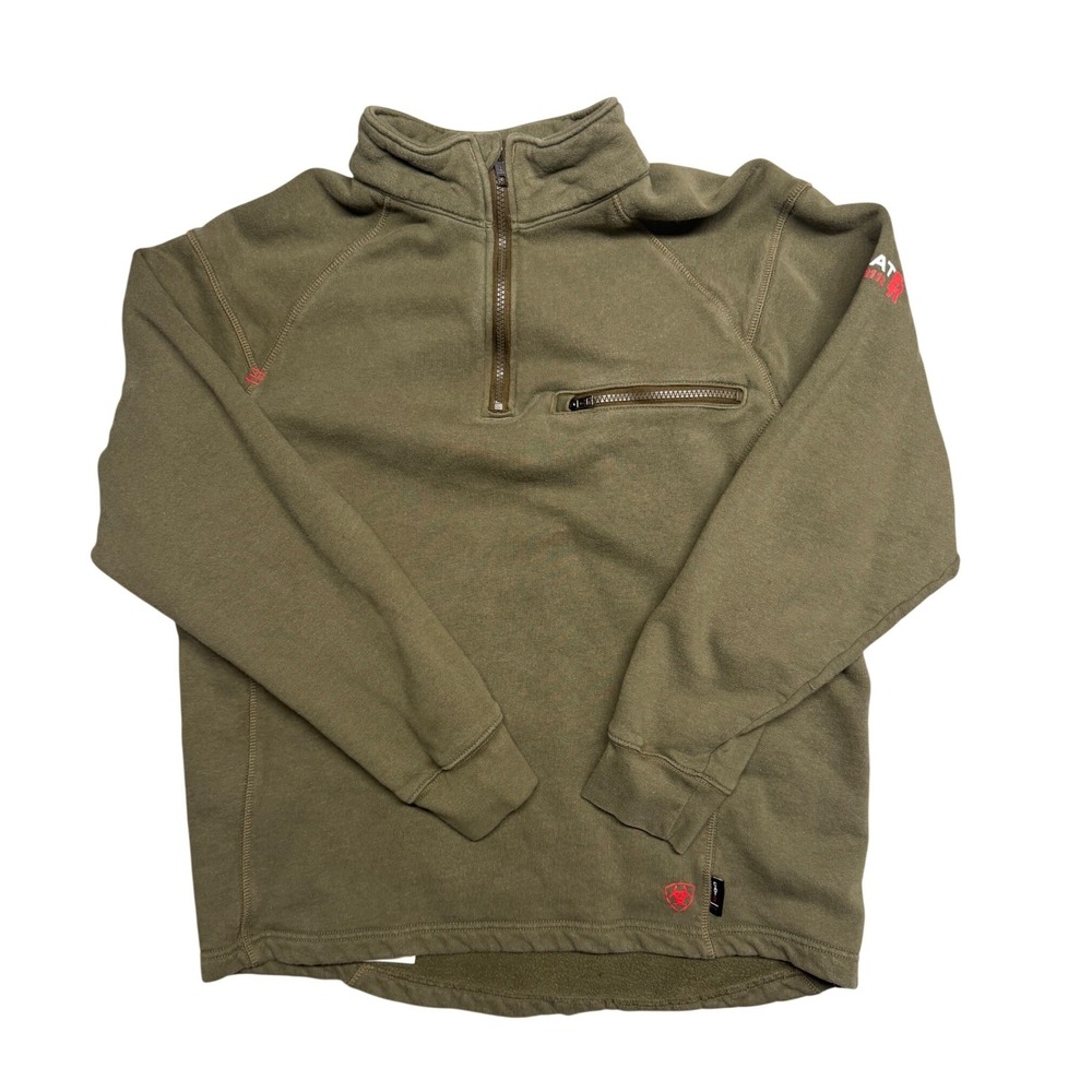Ariat FR Mens Olive Green Quarter Zip Flame Resistant Fleece Pullover CAT 2 M